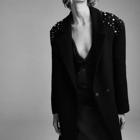 ZARA STUDDED WOOL COAT LIMITED EDITION - Picture 5 of 8